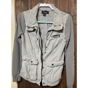CoffeeShop NY Light Gray Mixed Media Utility Moto Jacket Women's Small